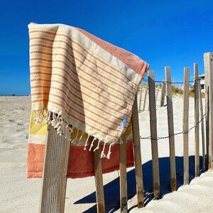 Salt Rag Beach Towel - "Orange Atlantic Rag" [Sand Free Turkish Beach Towel]